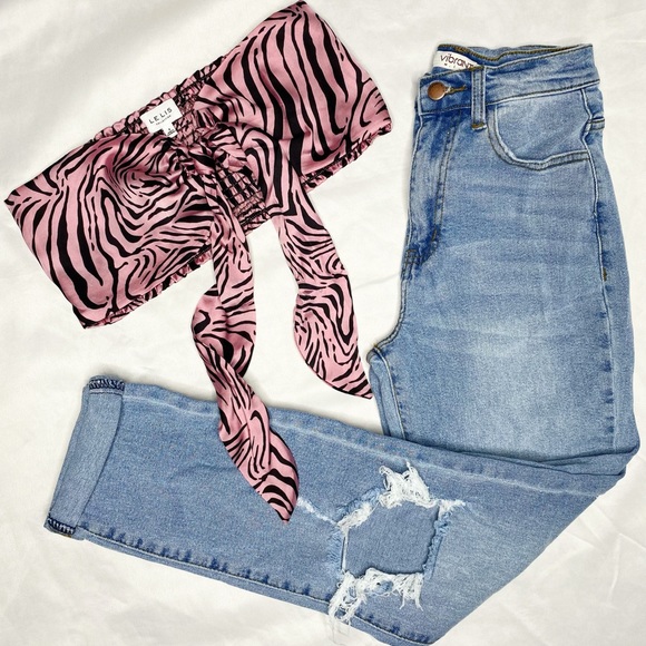 Wild About You Satin Strapless Tie Front Tube Top - Picture 6 of 6